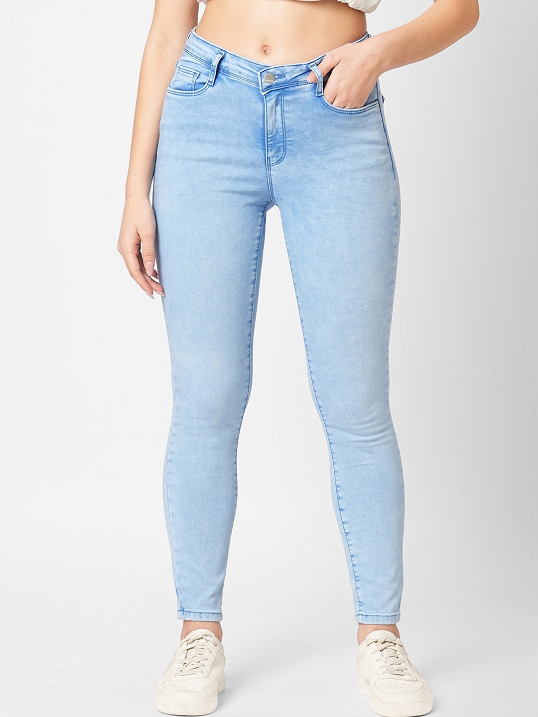 

Kraus Jeans Women Skinny Fit High-Rise Light Fade Jeans, Blue