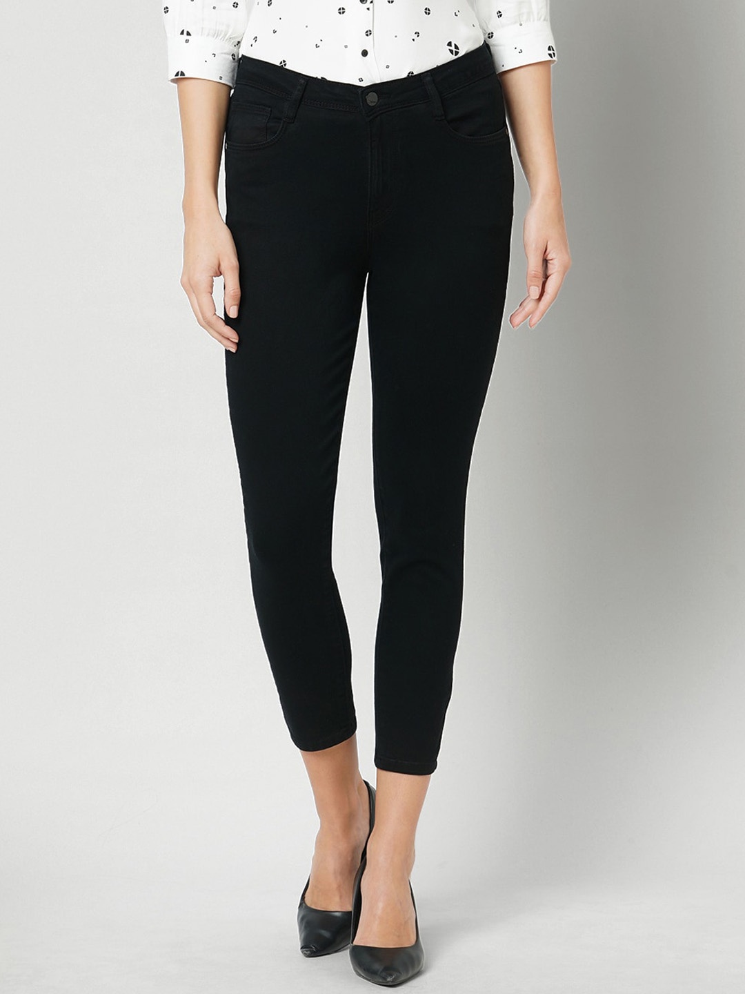 

Kraus Jeans Women Skinny Fit High-Rise Stretchable Jeans, Black