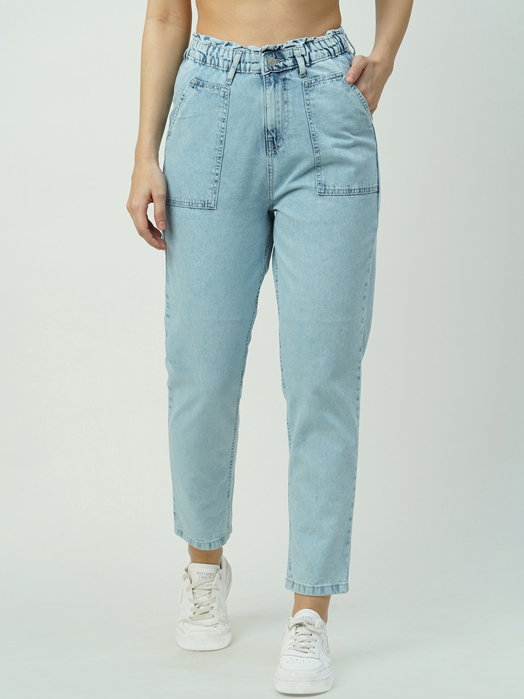 

Kraus Jeans Women Relaxed Fit High-Rise Pure Cotton Jeans, Blue