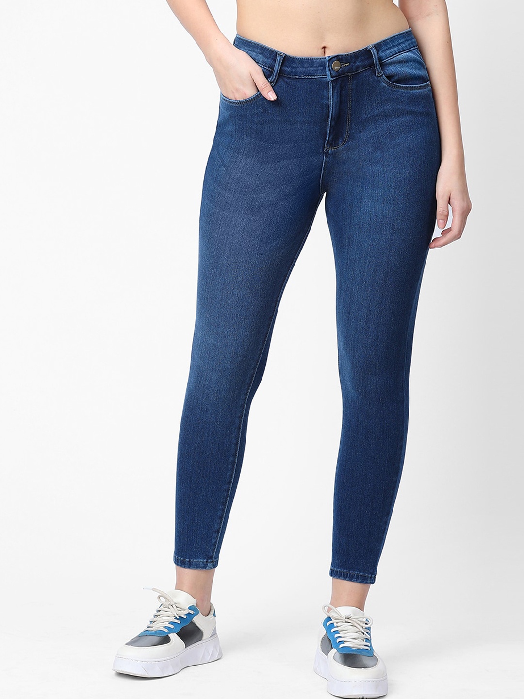 

Kraus Jeans Women Skinny Fit High-Rise Light Fade Jeans, Blue