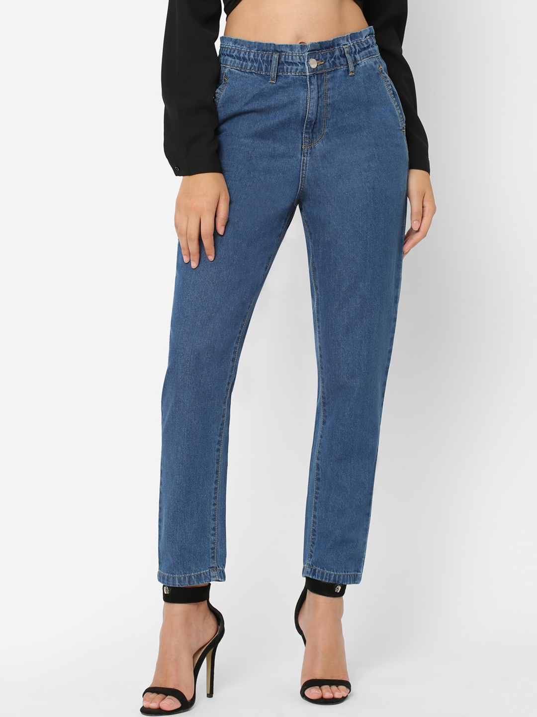 

Kraus Jeans Women Relaxed Fit High-Rise Clean Look Stretchable Jeans, Blue