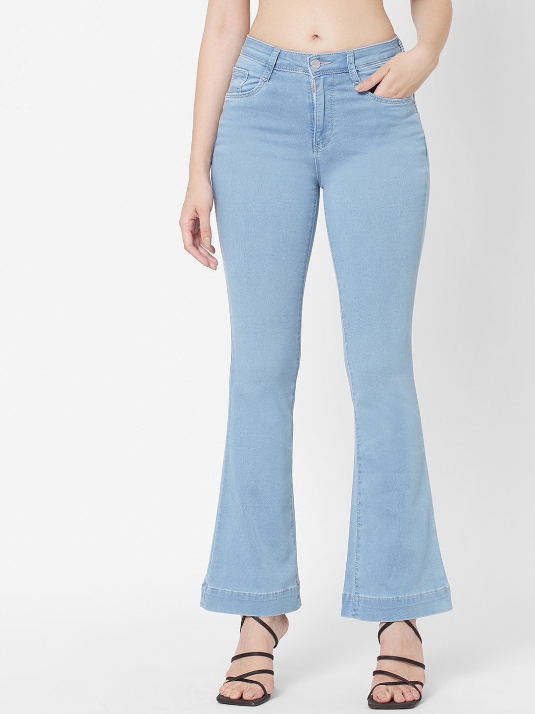 

Kraus Jeans Women Flared High-Rise Stretchable Jeans, Blue