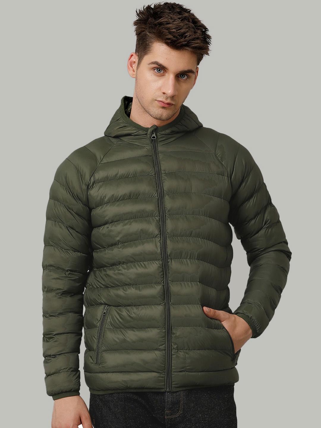 

Voi Jeans Hooded Puffer Jacket, Olive