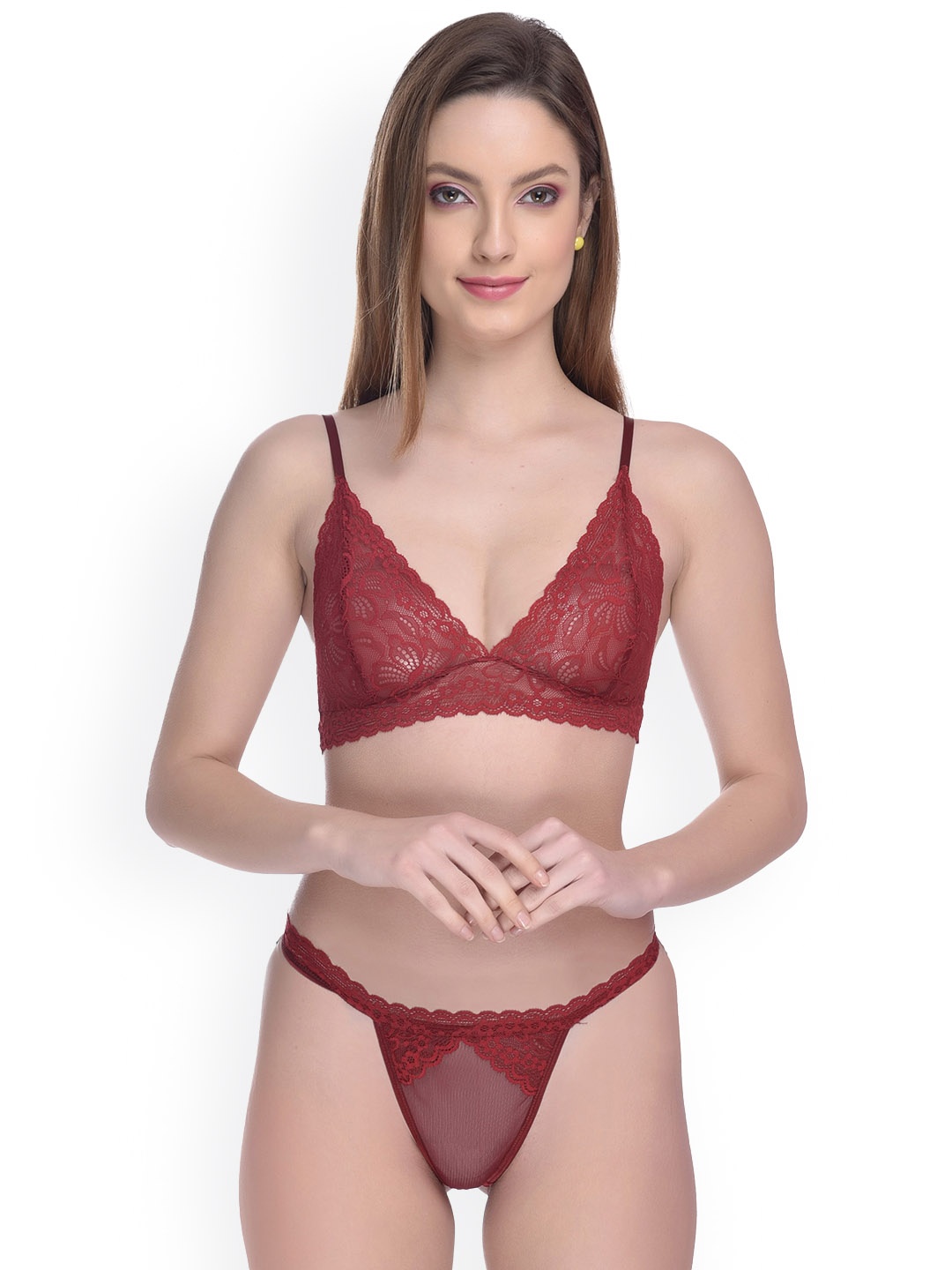 

Fihana Non Padded Lingerie Set, Maroon