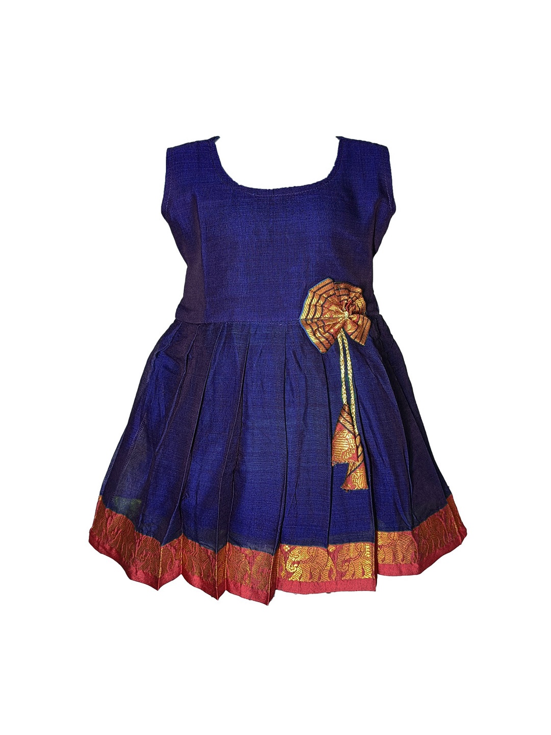 

BAESD Infant Girls Masarai Silk Bow Fit & Flared Ethnic Dress, Navy blue