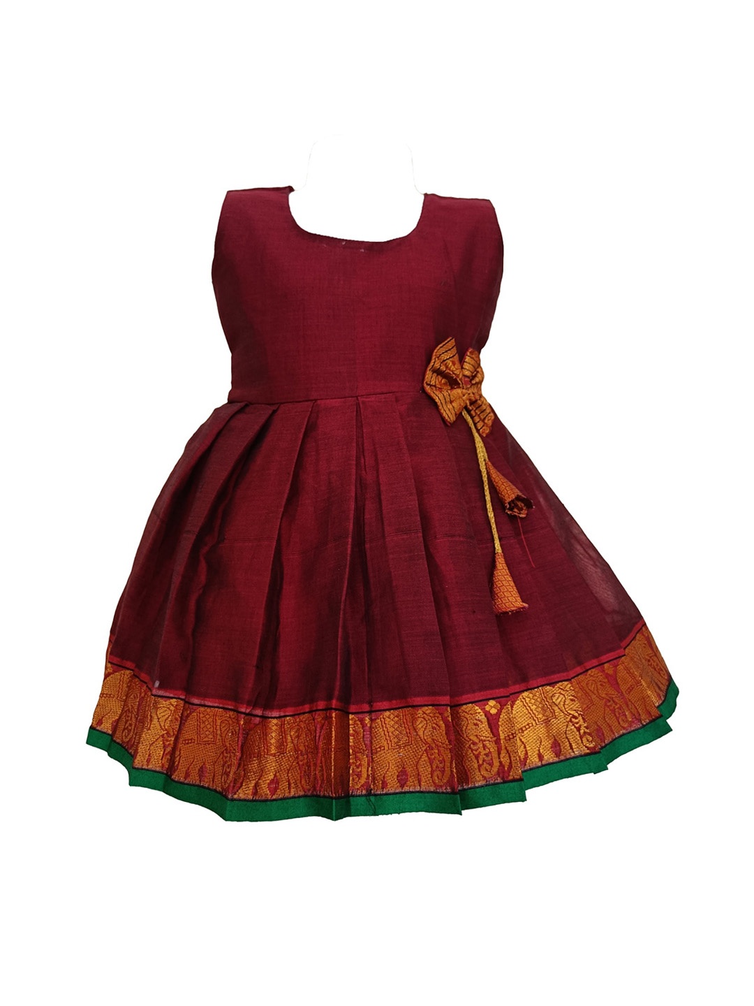 

BAESD Infant Girls Masarai Silk Bow Fit & Flared Ethnic Dress, Maroon