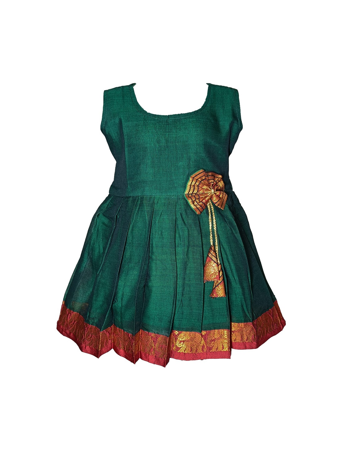 

BAESD Infant Girls Narayanpeth Masarai Silk Cotton Fit & Flare Ethnic Dress, Green