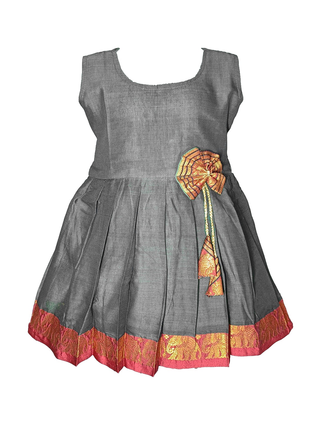 

BAESD Infant Girls Masarai Silk Bow Fit & Flared Ethnic Dress, Grey