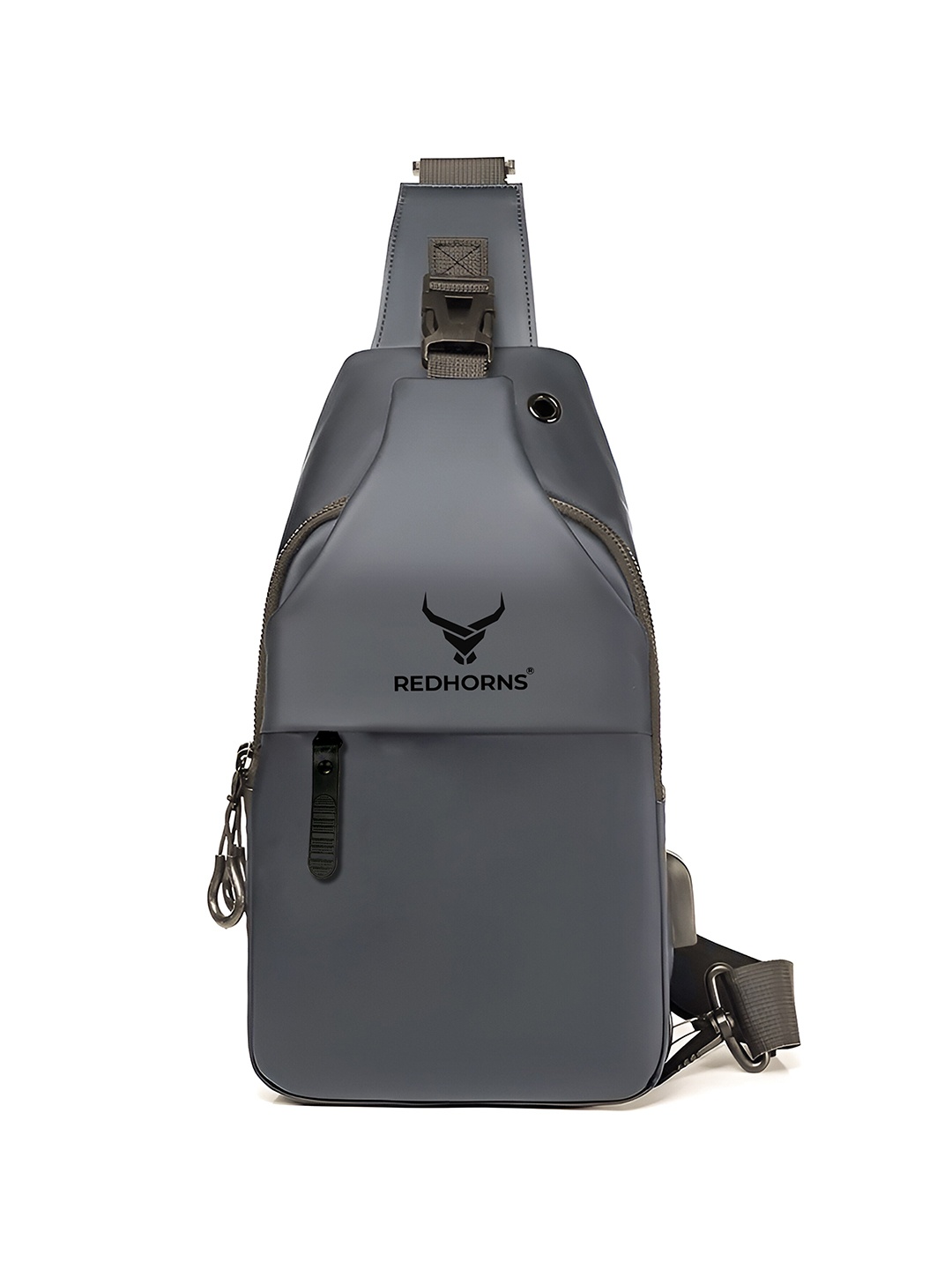 

REDHORNS Unisex Crossbody Backpack with USB Charging Port, Grey