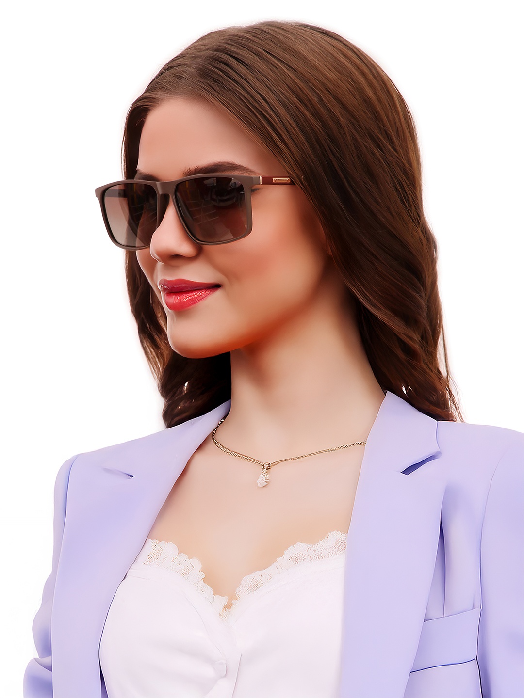 

HASHTAG EYEWEAR Unisex Square Sunglass With Polarised & UV Protected Lens, Brown