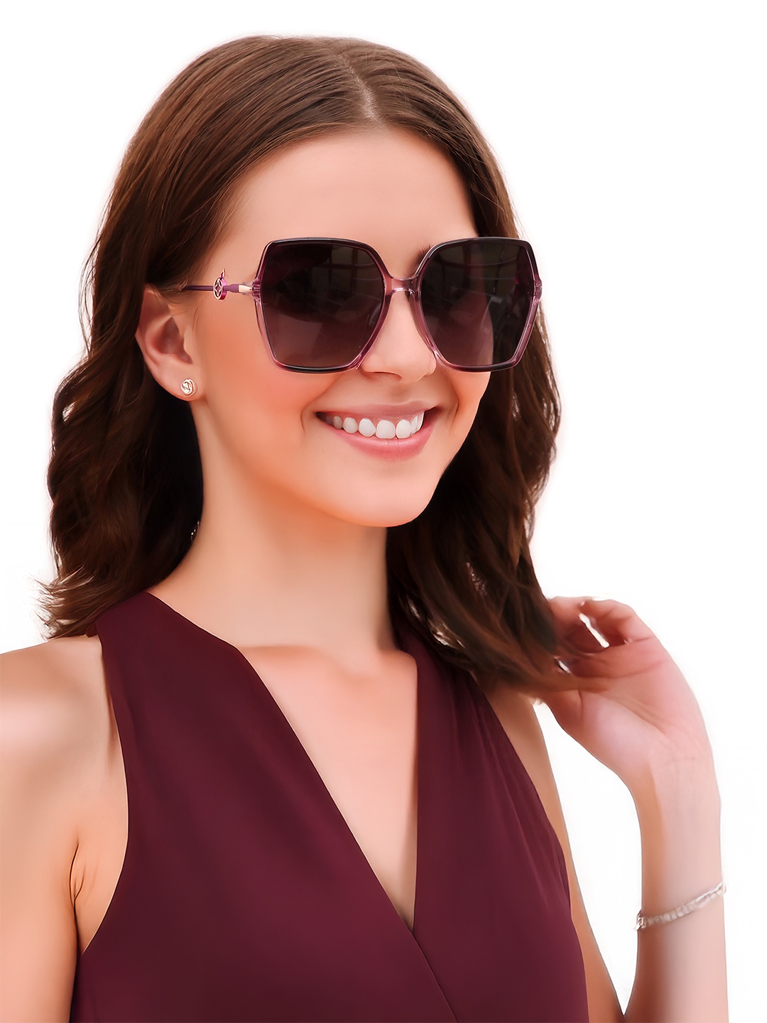 

HASHTAG EYEWEAR Unisex Square Sunglasses with Polarised and UV Protected Lens TT-8223 PUR, Purple
