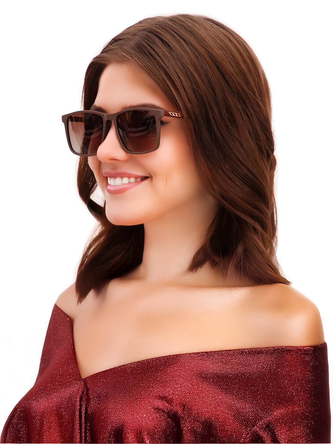 

HASHTAG EYEWEAR Unisex Square Sunglass With Polarised & UV Protected Lens, Brown