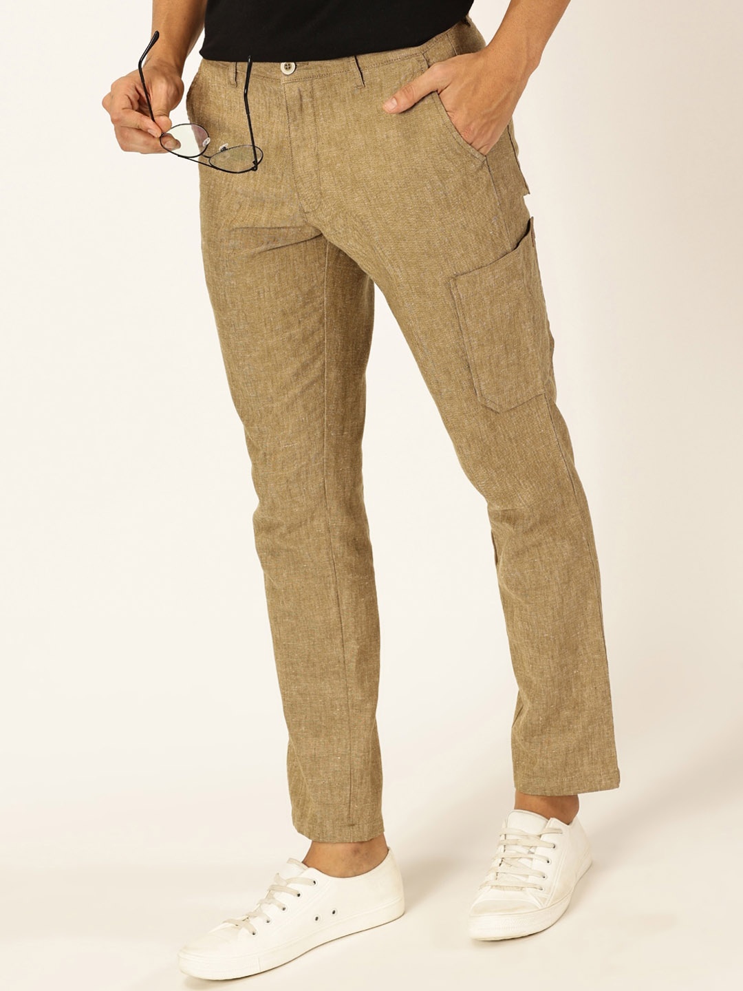 

Thomas Scott Men Classic Cotton Linen Casual Trouser, Brown