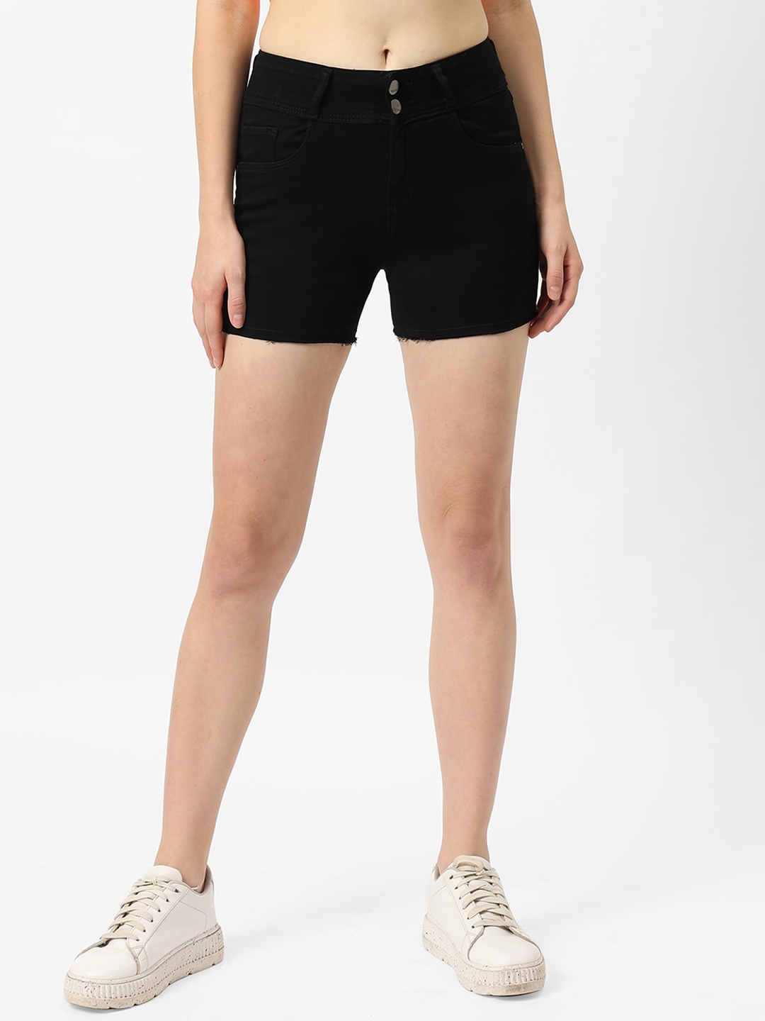 

Kraus Jeans Women Slim Fit High-Rise Denim Shorts, Black
