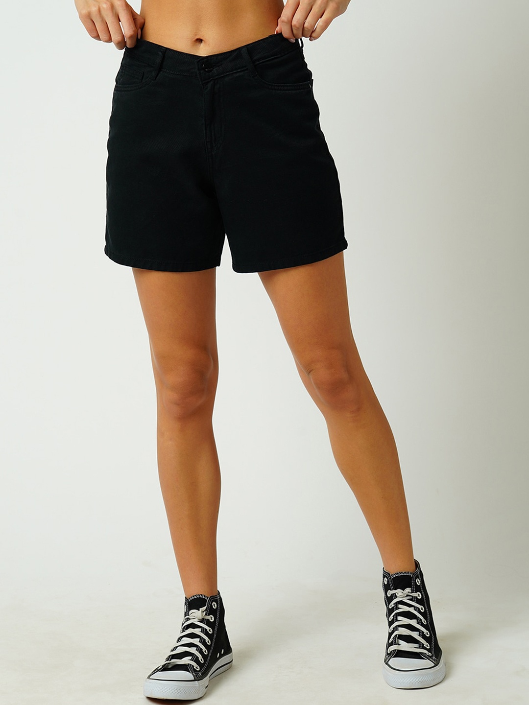 

Kraus Jeans Women Slim Fit High-Rise Denim Shorts, Black