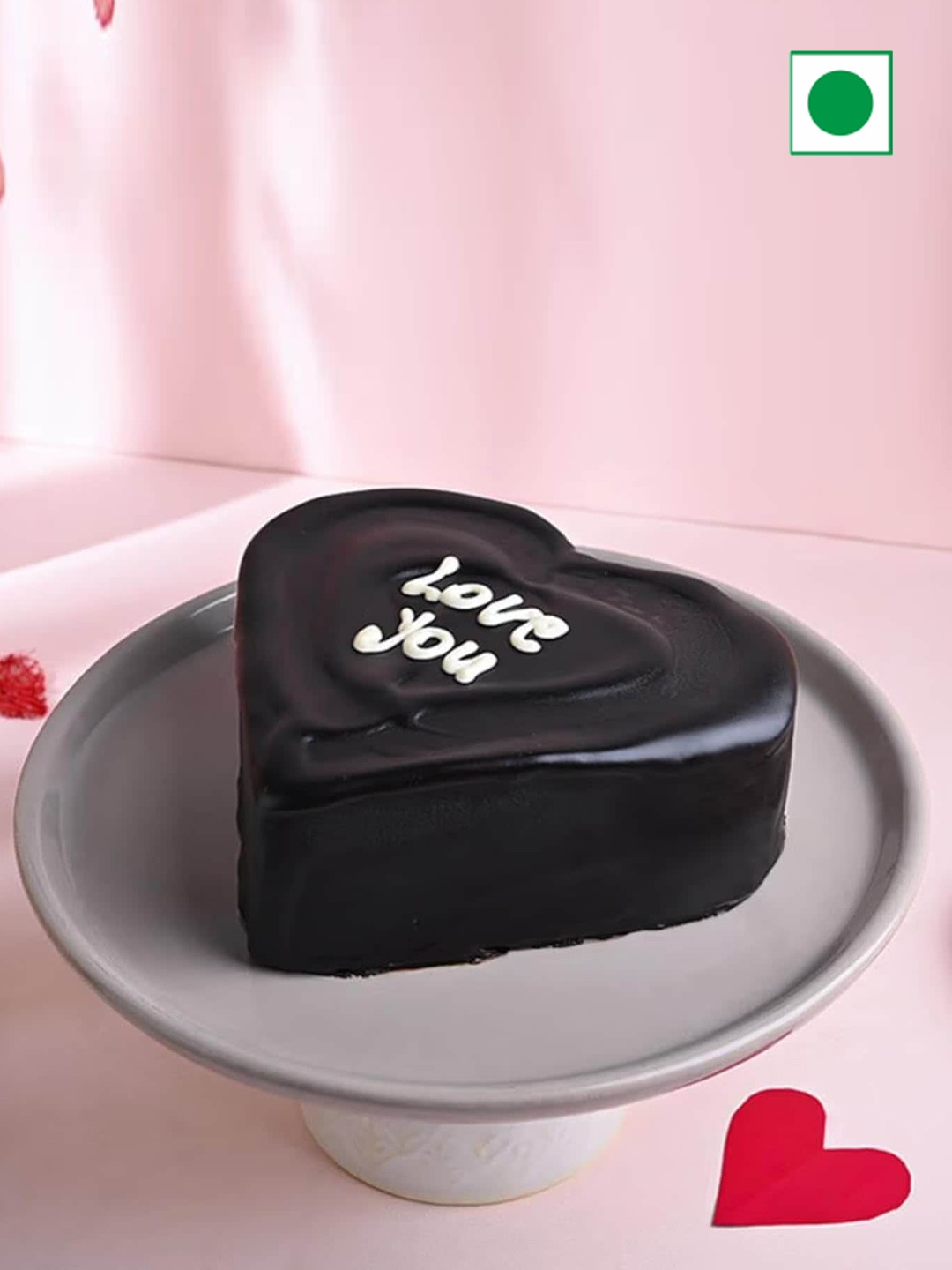 

Floweraura Chocolate Flavour Eggless Heart Cake- 1 Kg, Brown
