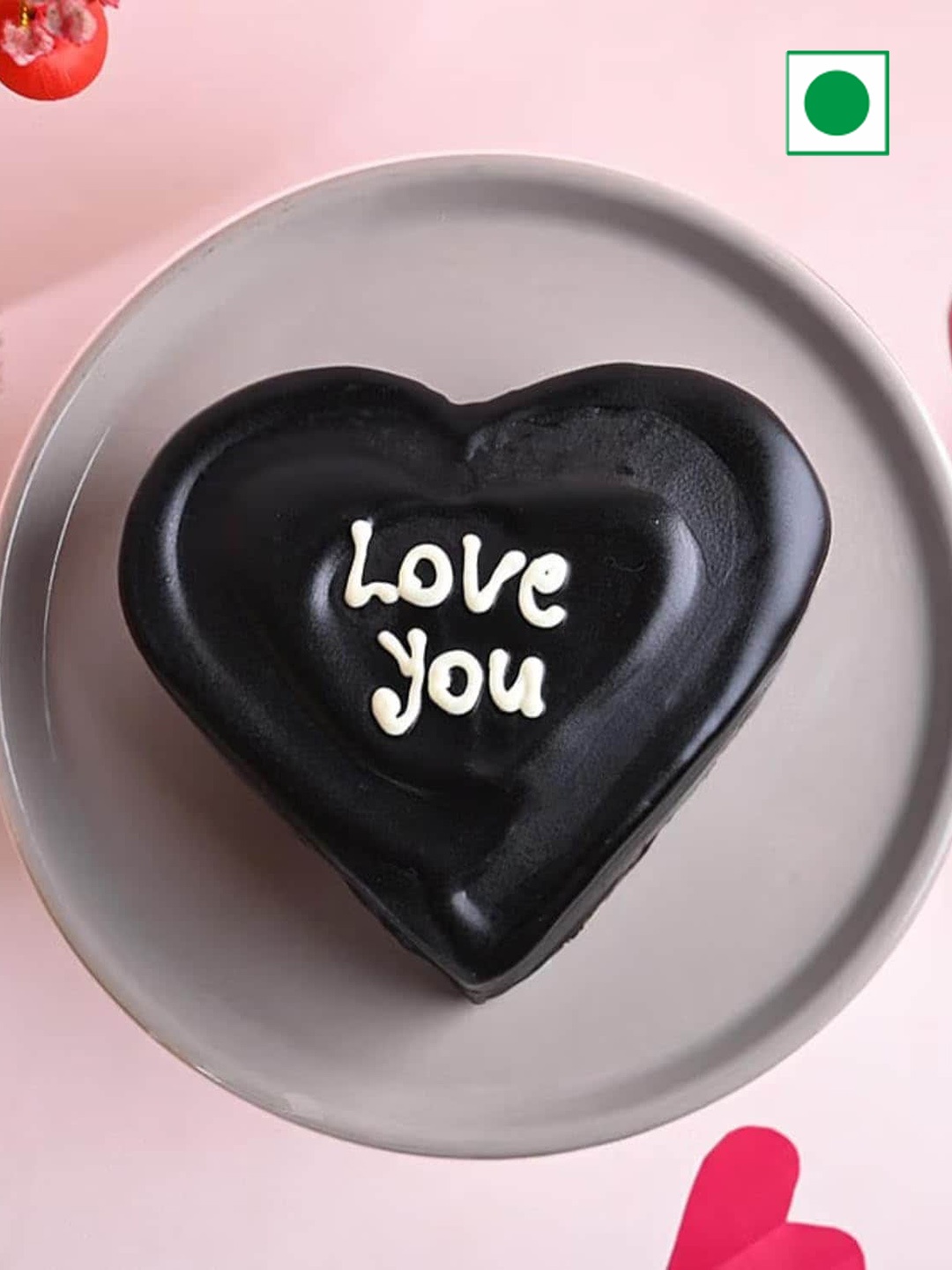

Floweraura Chocolate Flavor Eggless Heart Cake- 2 Kg, Brown
