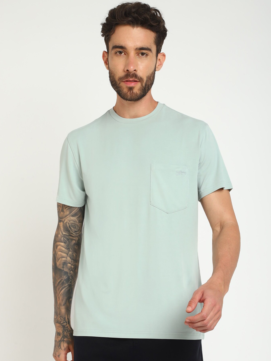 

GUESS Round Neck Short Sleeves T-shirt, Blue