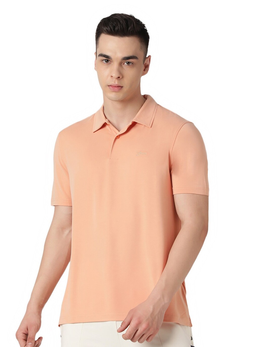 

GUESS Polo Collar Short Sleeves T-shirt, Peach