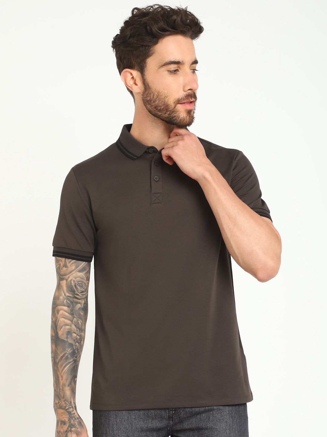 

GUESS Polo Collar Short Sleeves T-shirt, Brown