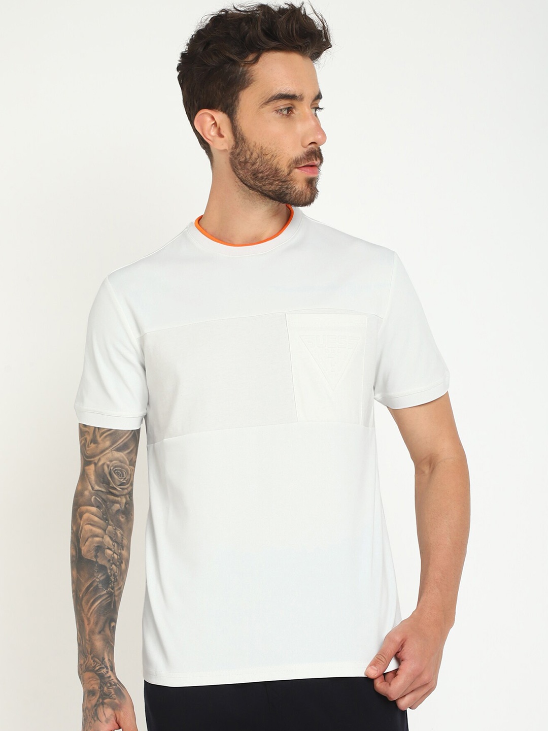 

GUESS Round Neck Short Sleeves T-shirt, White