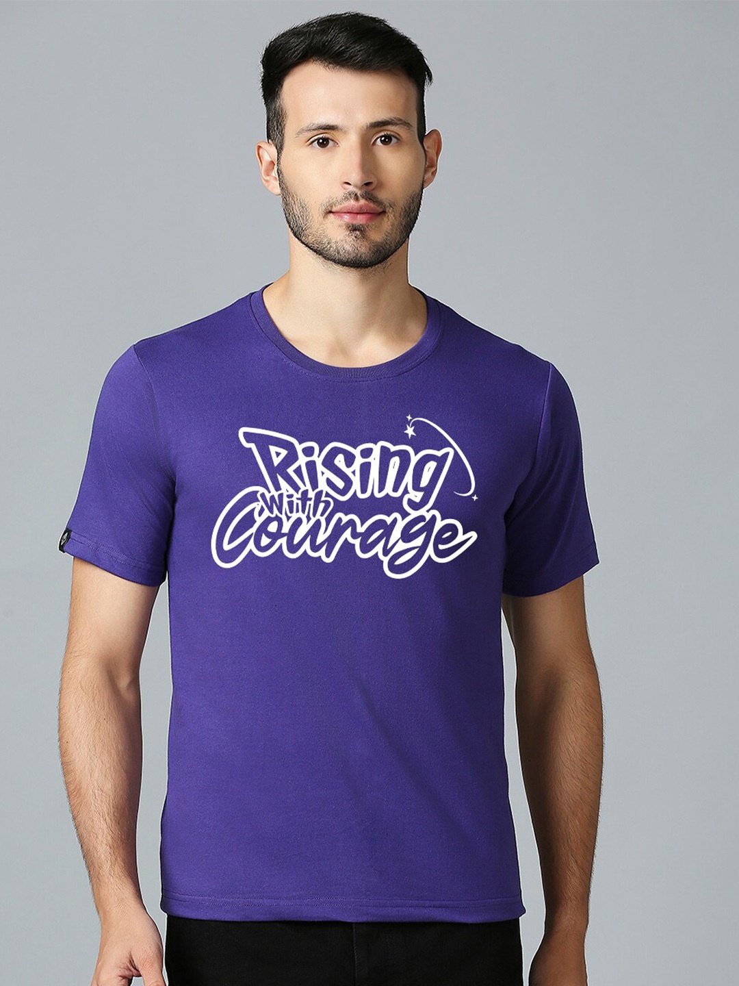 

MOD ECRU Typography Printed Cotton T-shirt, Purple