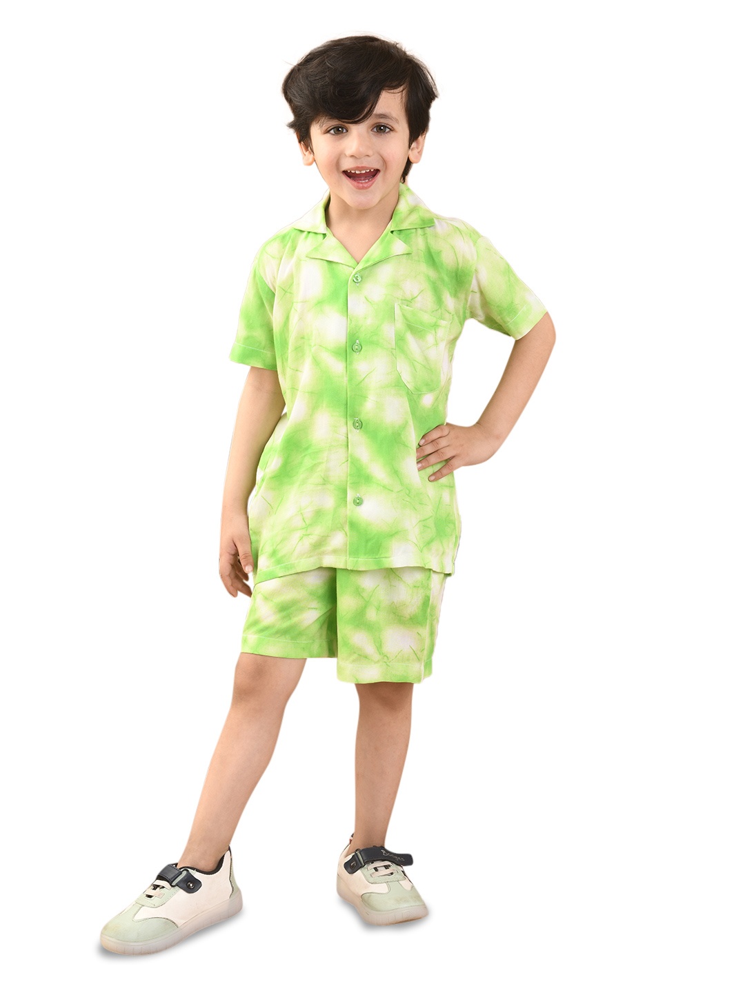 

Superminis Boys Printed Shirt with Shorts, Green