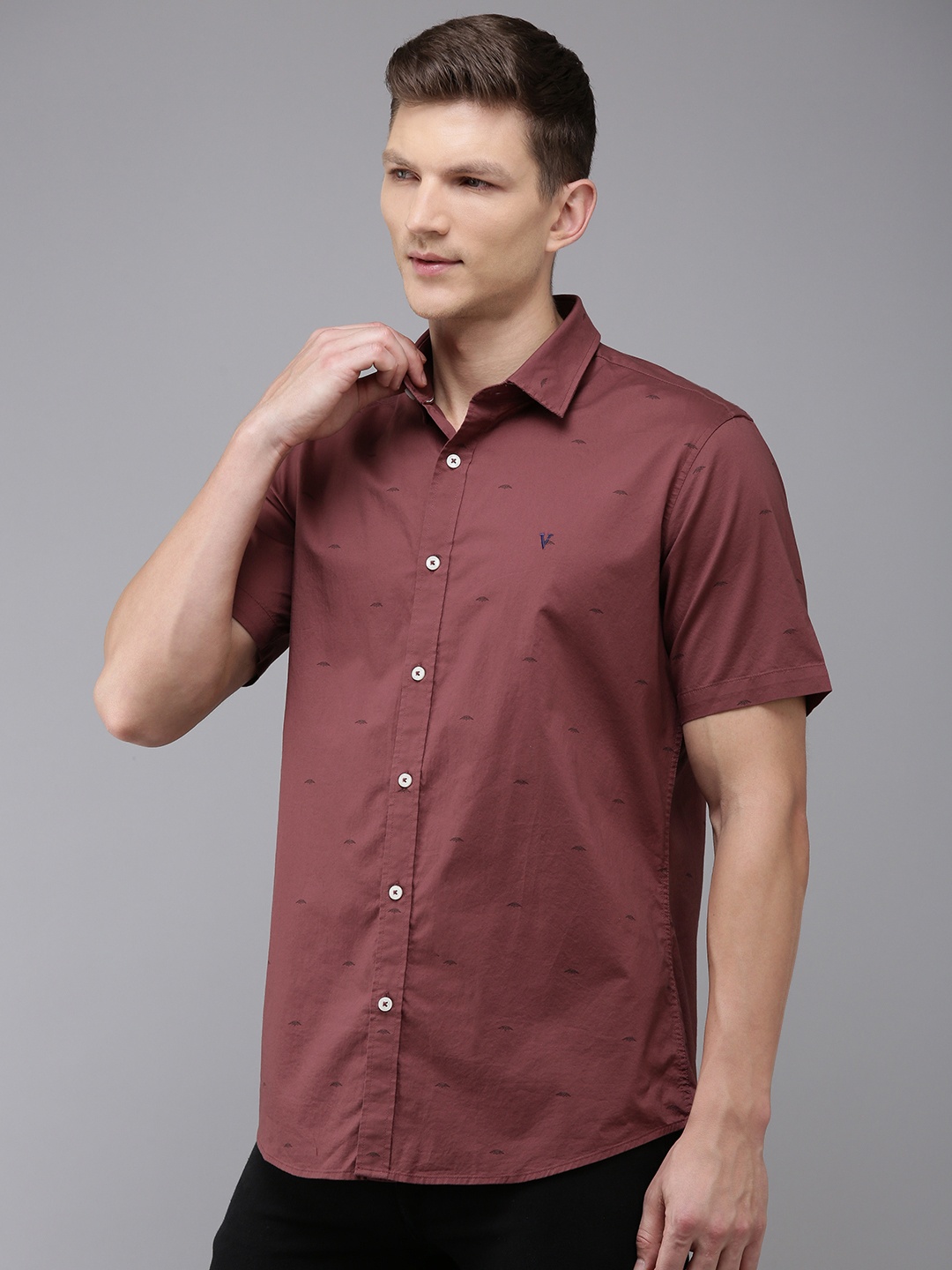 

Van Heusen Sport Slim Fit Printed Pure Cotton Casual Shirt, Maroon