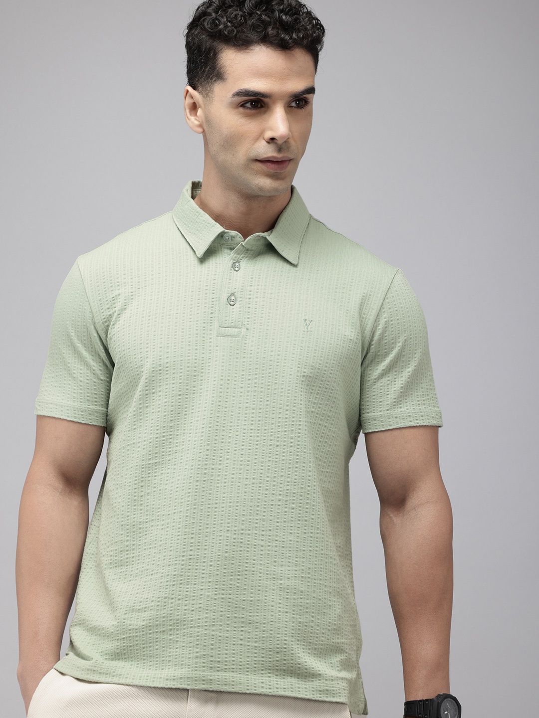 

Van Heusen Sport Seersucker Polo Collar Slim Fit T-shirt, Green