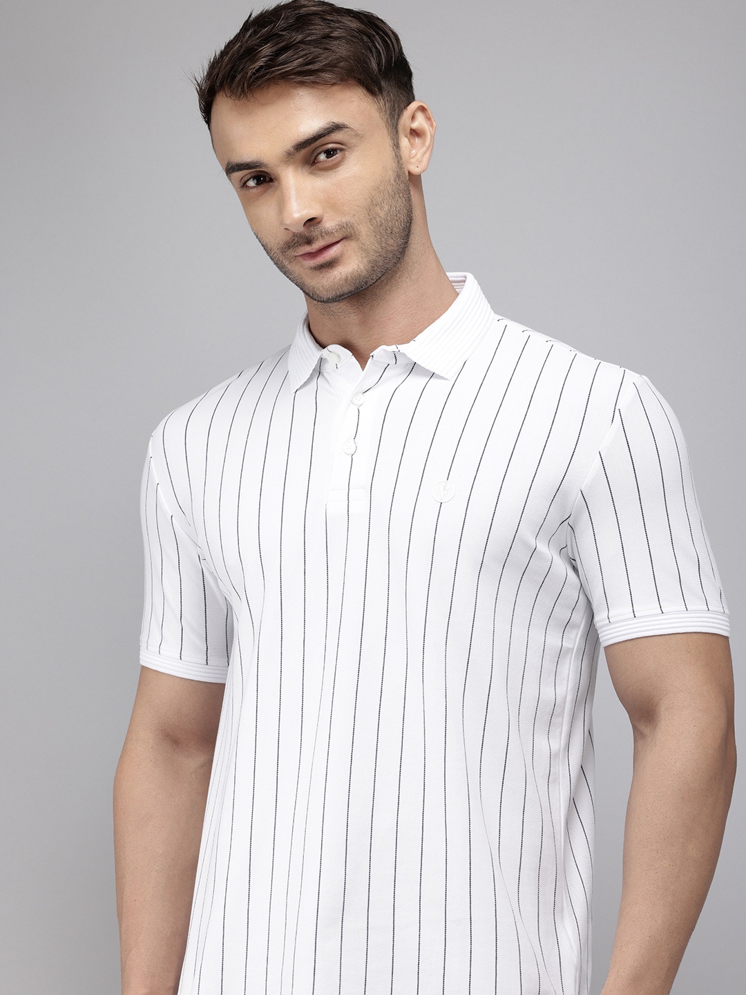 

Van Heusen Sport Striped Polo Collar Slim Fit T-shirt, White