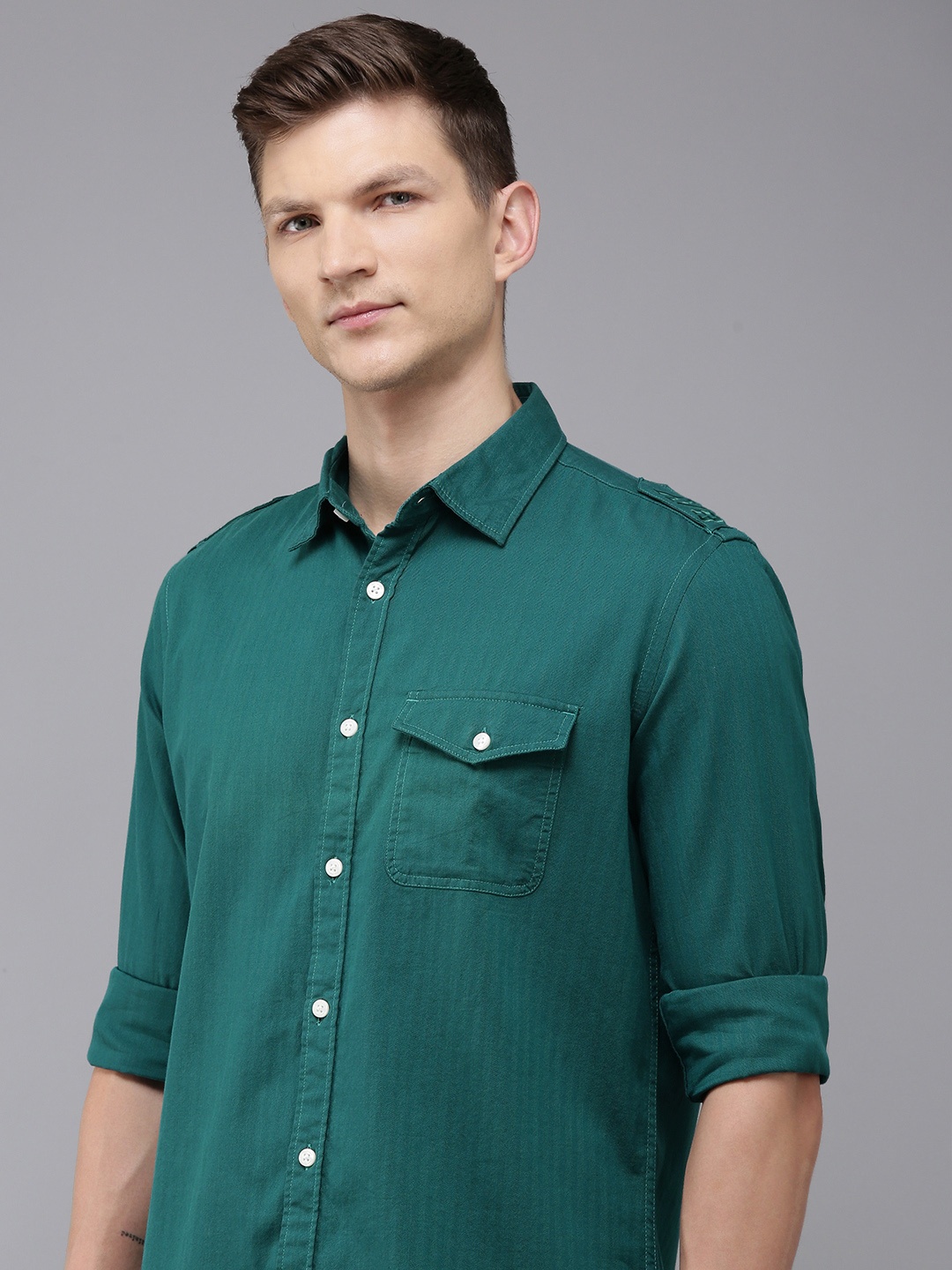 

Van Heusen Sport Slim Fit Pure Cotton Casual Shirt, Green