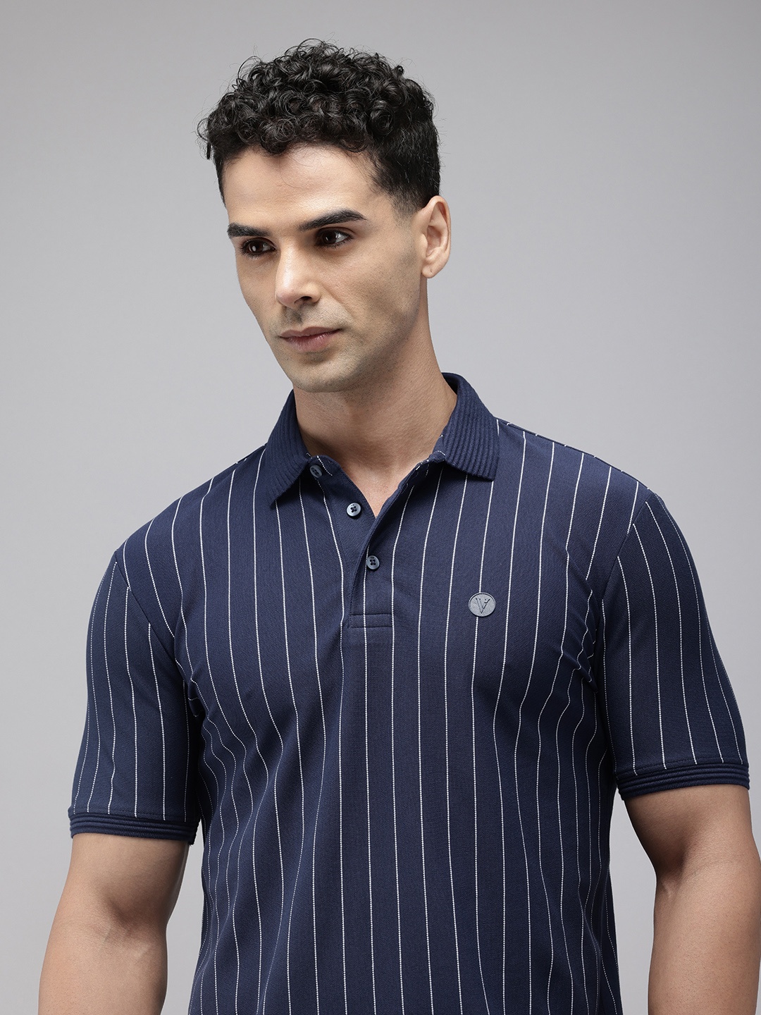 

Van Heusen Sport Striped Polo Collar Slim Fit T-shirt, Navy blue