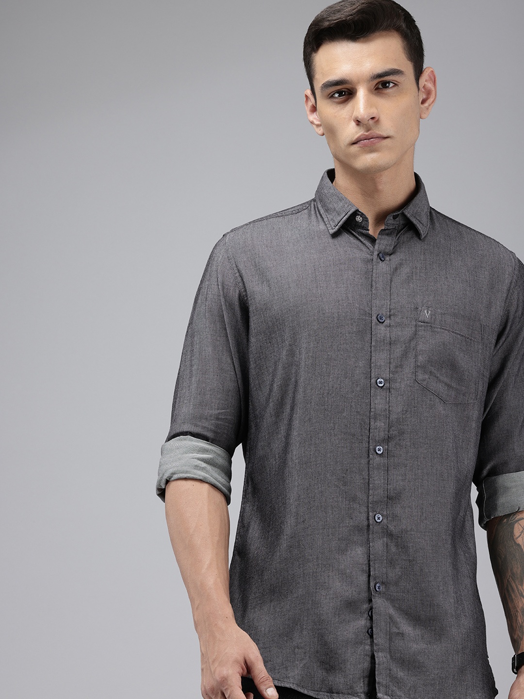 

VAN HEUSEN DENIM LABS Slim Fit Casual Shirt, Charcoal