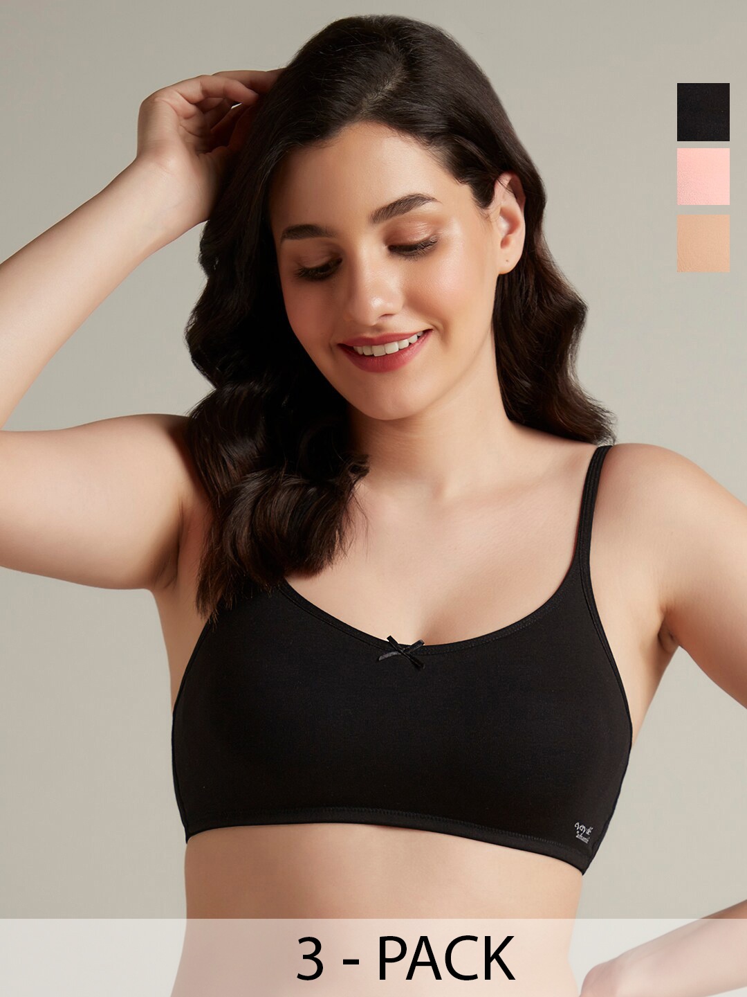 

Amante Pack Of 3 Full Coverage All Day Comfort Everyday Bras, Black