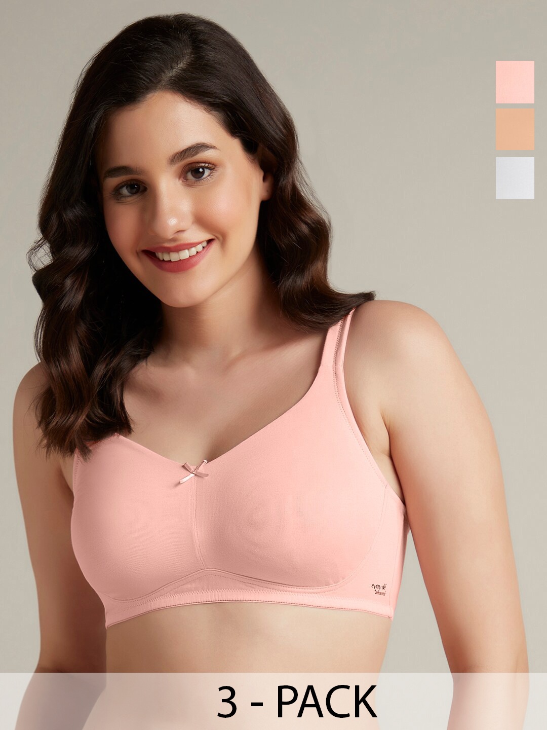 

Amante Pack Of 3 Full Coverage All Day Comfort Cotton Everyday Bras, White