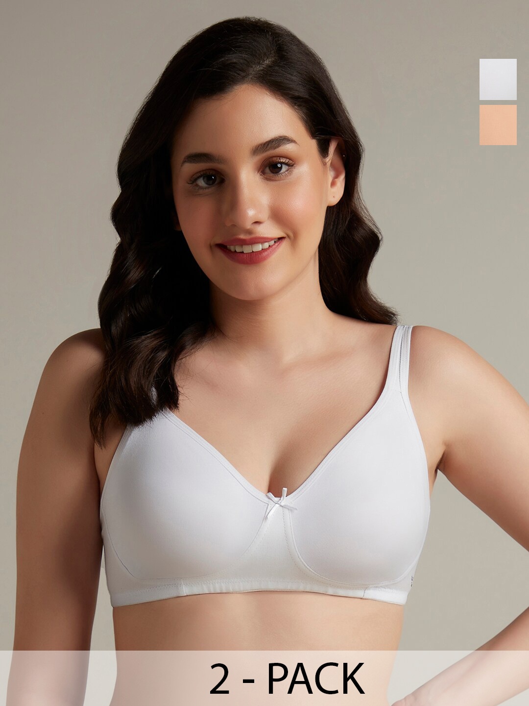

Amante Pack Of 2 Full Coverage Super Support All Day Comfort Cotton Everyday Bras, White