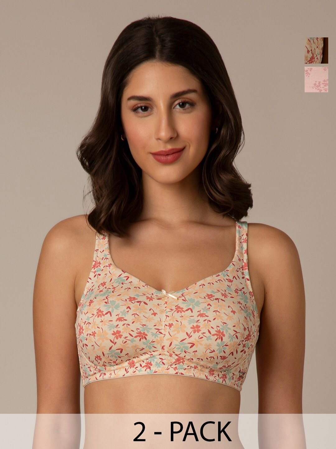 

Amante Pack Of 2 Full Coverage Super Support All Day Comfort Cotton Everyday Bras, Pink
