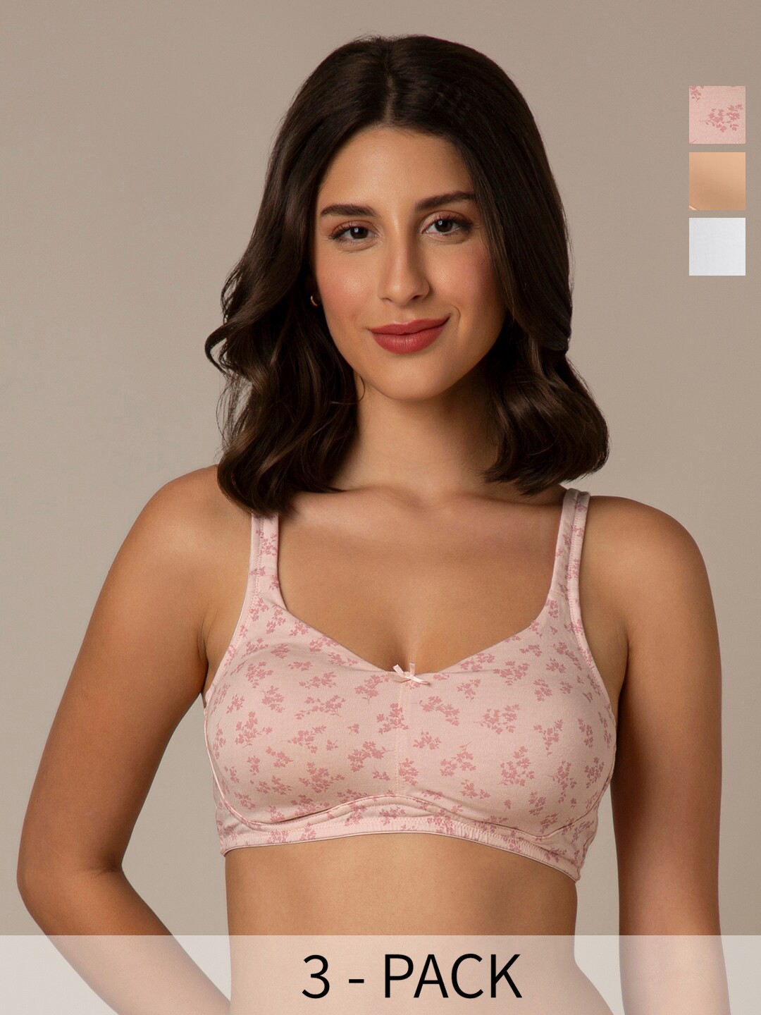 

Amante Pack Of 3 Full Coverage All Day Comfort Cotton Everyday Bras, White