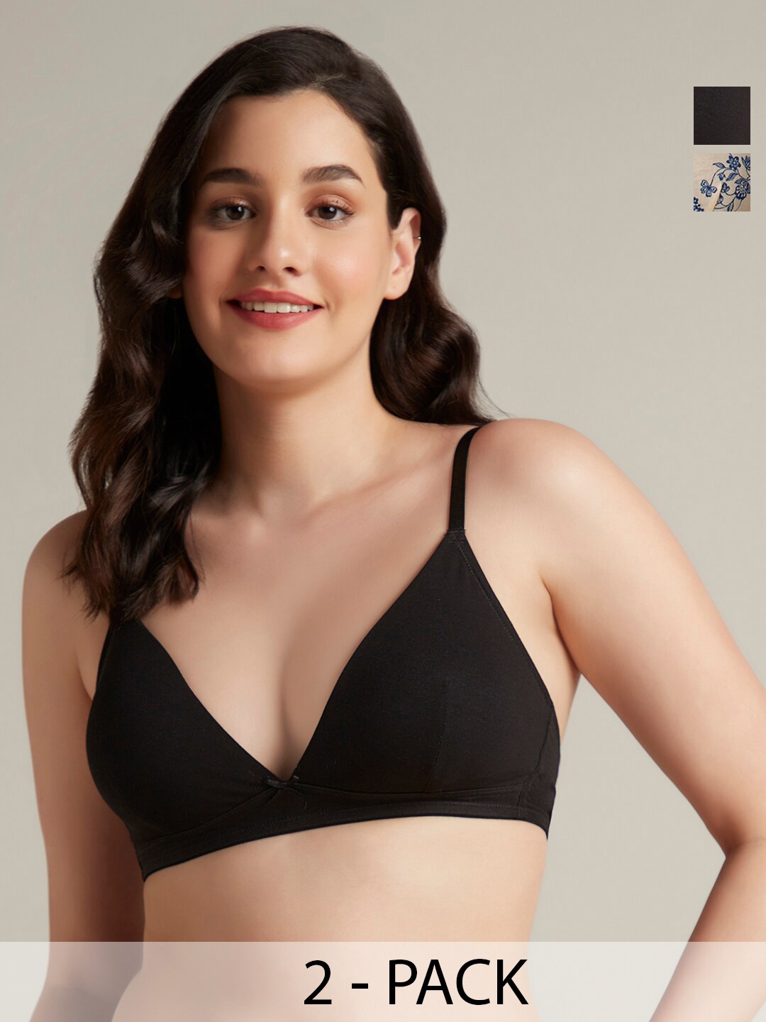 

Amante Pack Of 2 Half Coverage Lightly Padded All Day Comfort T-shirt Bras, Black