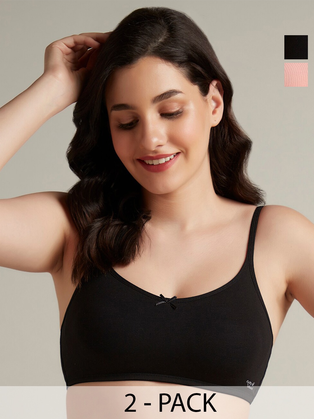 

Amante Pack Of 2 Full Coverage Cotton All Day Comfort Everyday Bras, Black