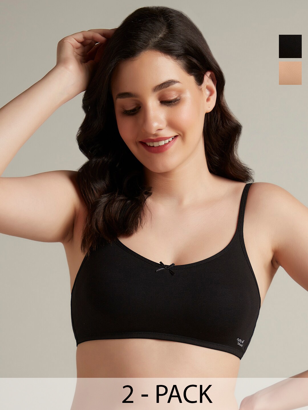 

Amante Pack Of 2 Full Coverage Cotton All Day Comfort Everyday Bras, Black