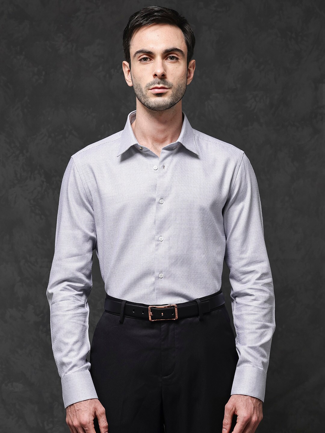

RARE RABBIT Men Veslo Regular Fit Classic Shirt, Grey