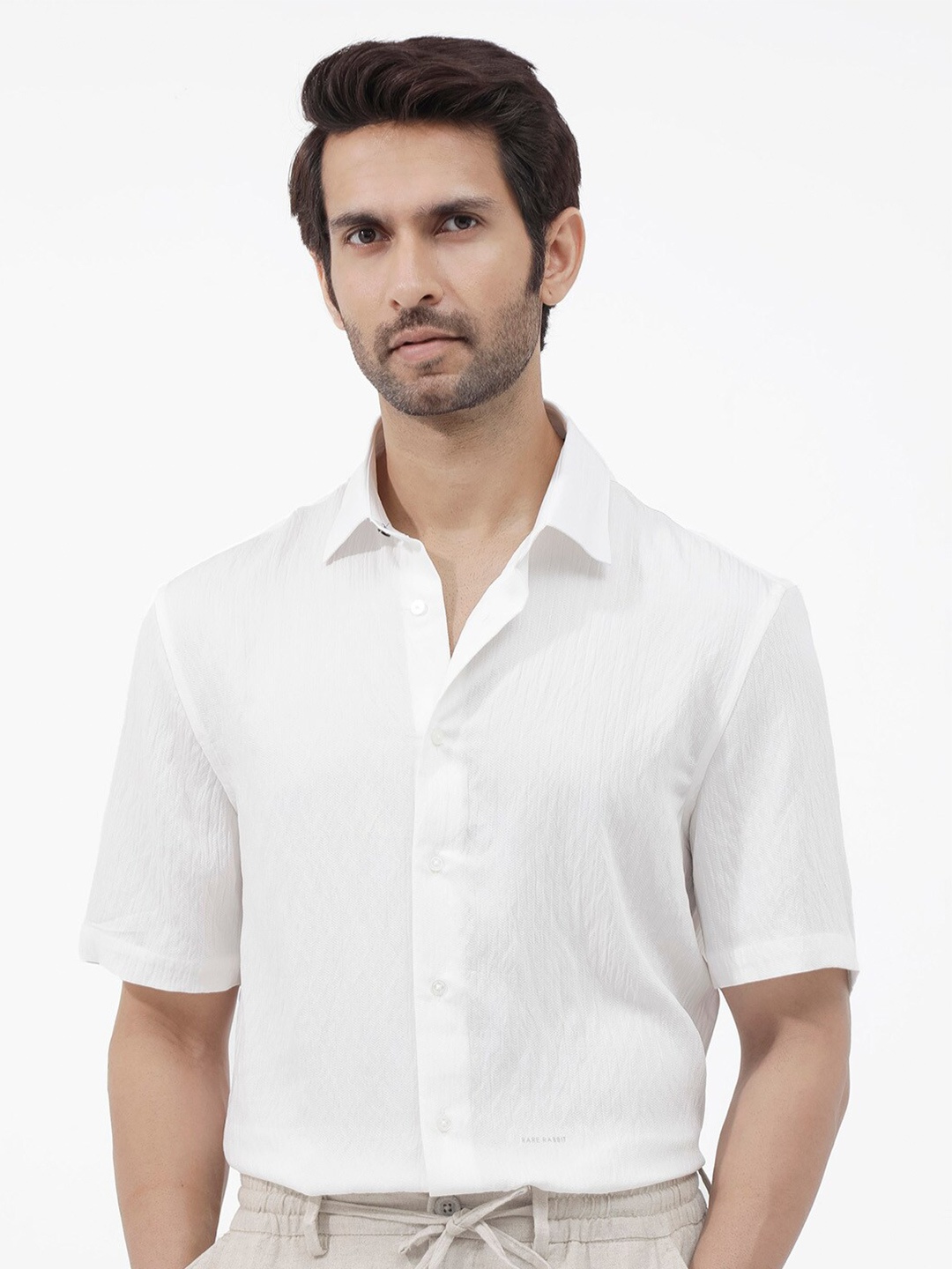 

RARE RABBIT Men Zion Boxy Opaque Striped Shirt, White