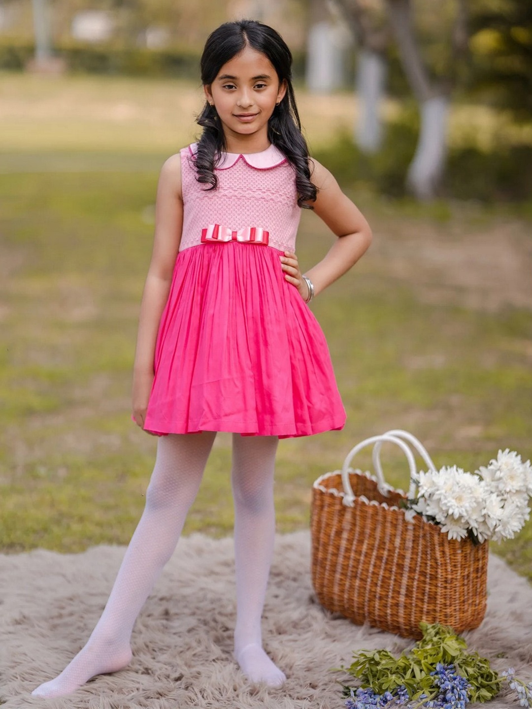 

THE PONY & PEONY CO. Girls Peter Pan Collar Fit & Flare Dress, Pink