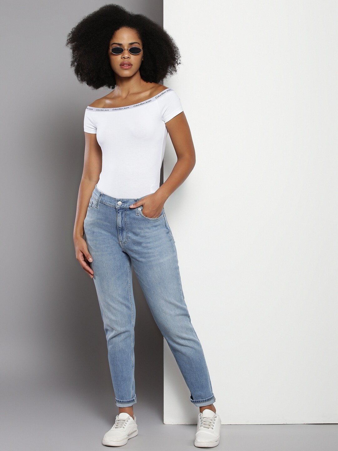 

Calvin Klein Slim Fit Off-Shoulder Bardot Top, White
