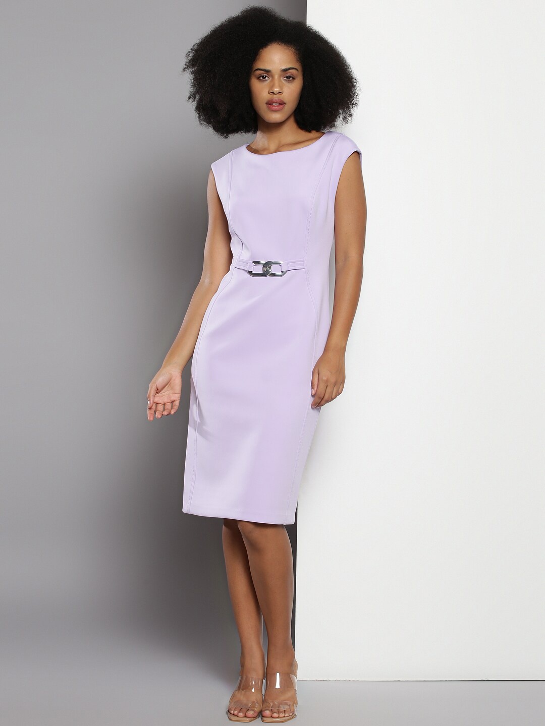

Calvin Klein Boat Neck Sleeveless Sheath Dress, Purple