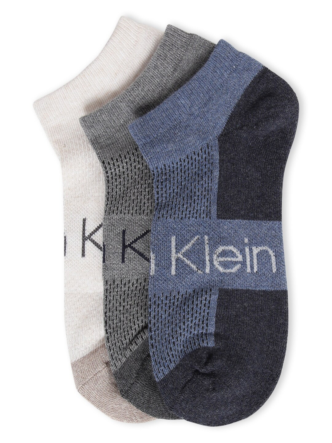 

Calvin Klein Men Pack Of 3 Patterned Ankle Length Socks, White