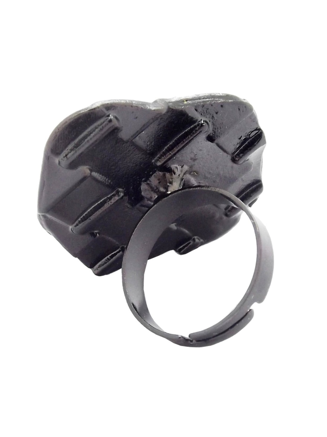 

FEMMIBELLA Rhodium-Plated Mini Square Design Adjustable Finger Ring, Silver