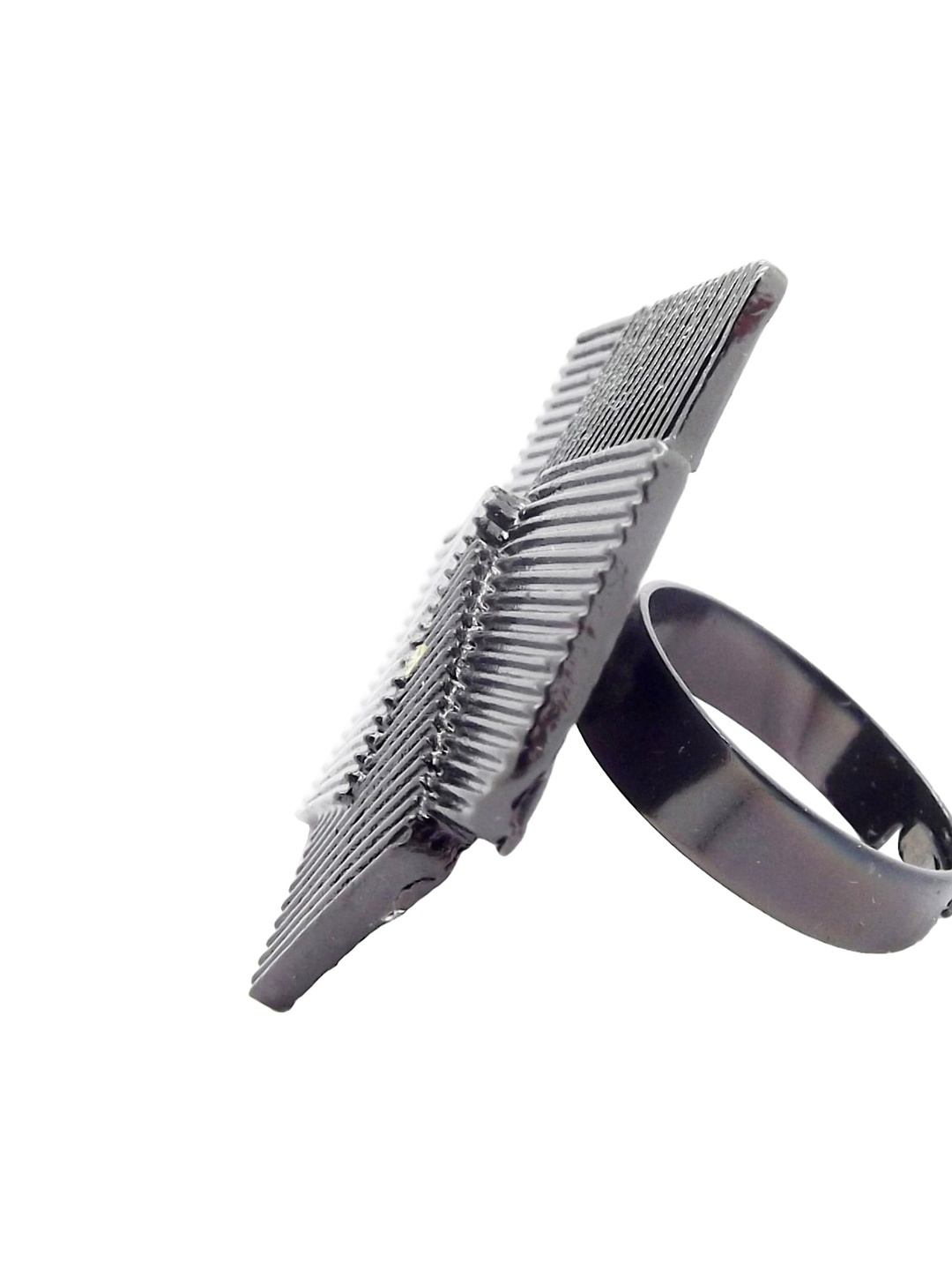 

FEMMIBELLA Rhodium Plated & Square Charm Finger Ring, Silver