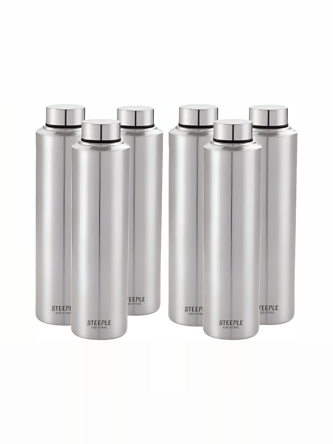 

STEEPLE Silver-Toned 6 Pieces Stainless Steel Solid Water Bottle 1 L